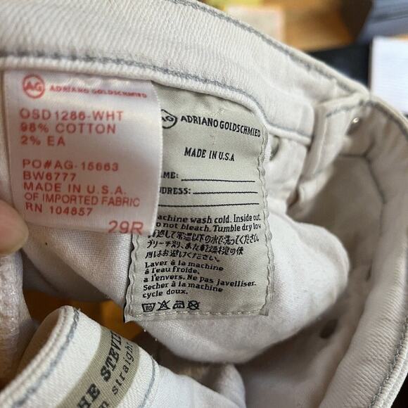 AG slim straight the stevie white jeans size 29R - Picture 4 of 5